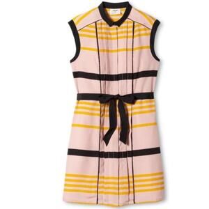 Jason Wu for Target Striped Sleeveless Collared Pleated Shift Mini Dress Sz S